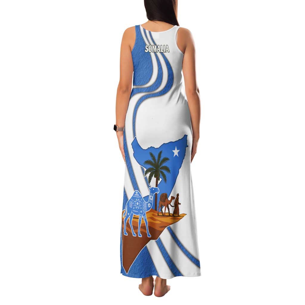 Somalia Tank Maxi Dress with Camel Desert Map Palm Tree Heritage Spirit