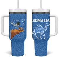 Somalia Tumbler With Handle with Camel Desert Map Palm Tree Heritage Spirit