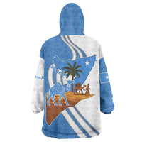 Somalia Wearable Blanket Hoodie with Camel Desert Map Palm Tree Heritage Spirit