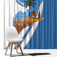 Somalia Window Curtain with Camel Desert Map Palm Tree Heritage Spirit