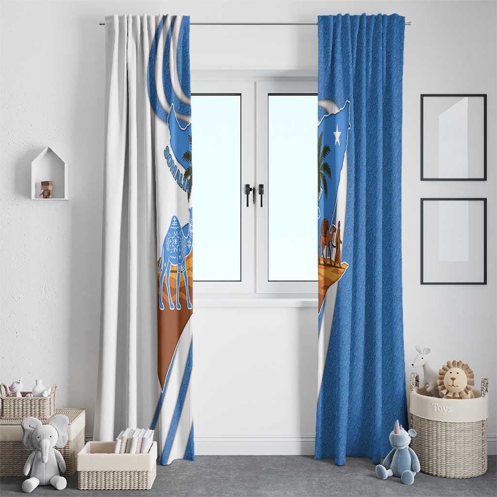 Somalia Window Curtain with Camel Desert Map Palm Tree Heritage Spirit