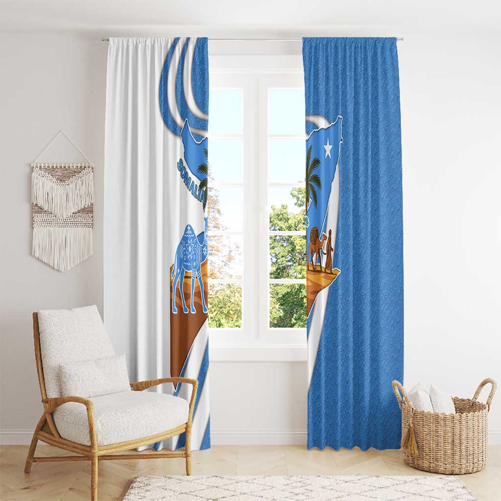 Somalia Window Curtain with Camel Desert Map Palm Tree Heritage Spirit