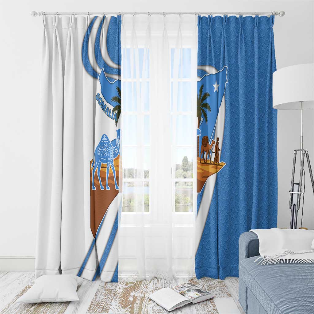 Somalia Window Curtain with Camel Desert Map Palm Tree Heritage Spirit