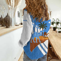 Somalia Women Casual Shirt with Camel Desert Map Palm Tree Heritage Spirit