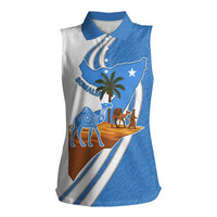 Somalia Women Sleeveless Polo Shirt with Camel Desert Map Palm Tree Heritage Spirit