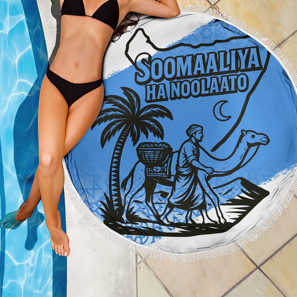 Somalia Beach Blanket with Soomaaliya Ha Noolaato Nomad Moon Flag Spirit