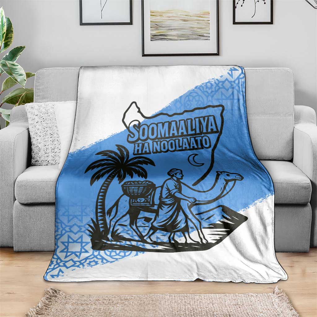 Somalia Blanket with Soomaaliya Ha Noolaato Nomad Moon Flag Spirit