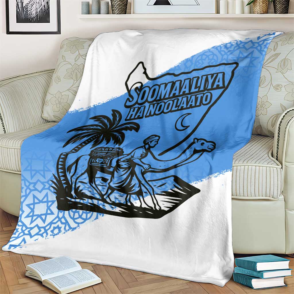 Somalia Blanket with Soomaaliya Ha Noolaato Nomad Moon Flag Spirit
