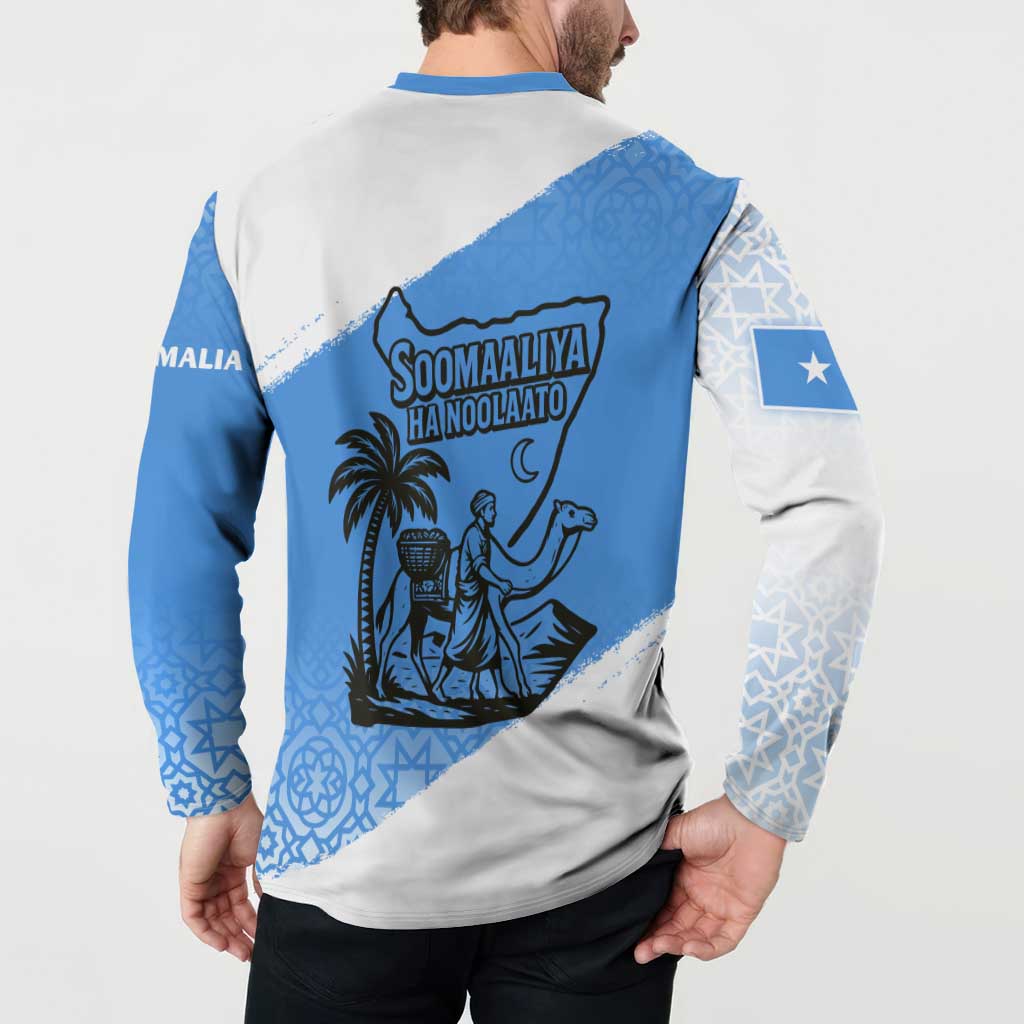 Somalia Button Sweatshirt with Soomaaliya Ha Noolaato Nomad Moon Flag Spirit