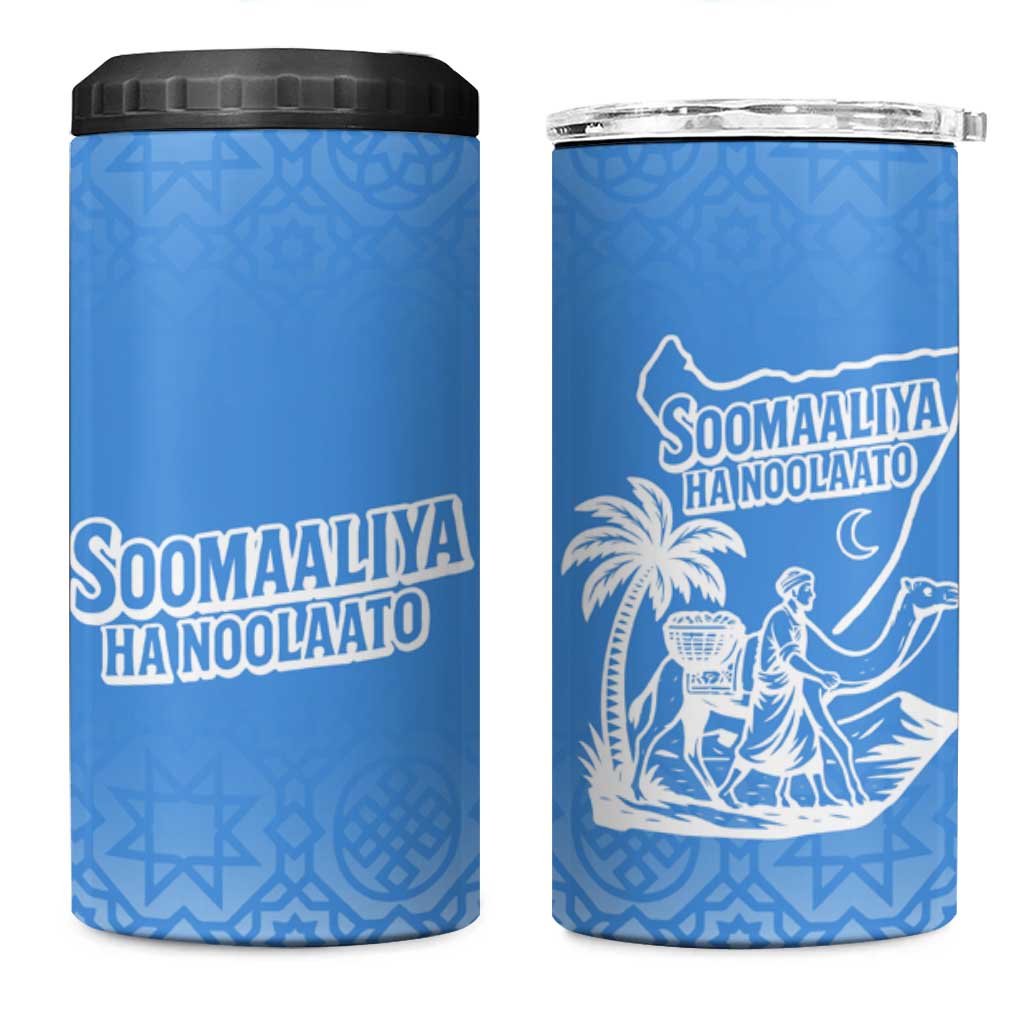 Somalia 4 in 1 Can Cooler Tumbler with Soomaaliya Ha Noolaato Nomad Moon Flag Spirit
