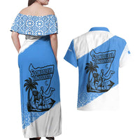 Somalia Couples Matching Off Shoulder Maxi Dress and Hawaiian Shirt with Soomaaliya Ha Noolaato Nomad Moon Flag Spirit