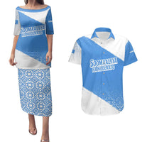 Somalia Couples Matching Puletasi and Hawaiian Shirt with Soomaaliya Ha Noolaato Nomad Moon Flag Spirit