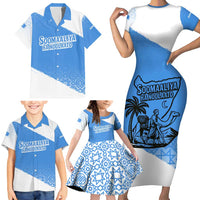 Somalia Family Matching Short Sleeve Bodycon Dress and Hawaiian Shirt with Soomaaliya Ha Noolaato Nomad Moon Flag Spirit