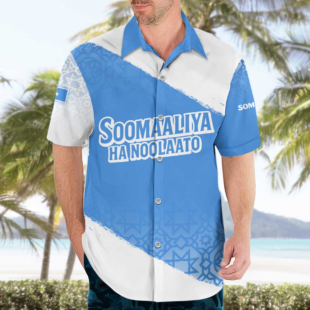 Somalia Hawaiian Shirt with Soomaaliya Ha Noolaato Nomad Moon Flag Spirit