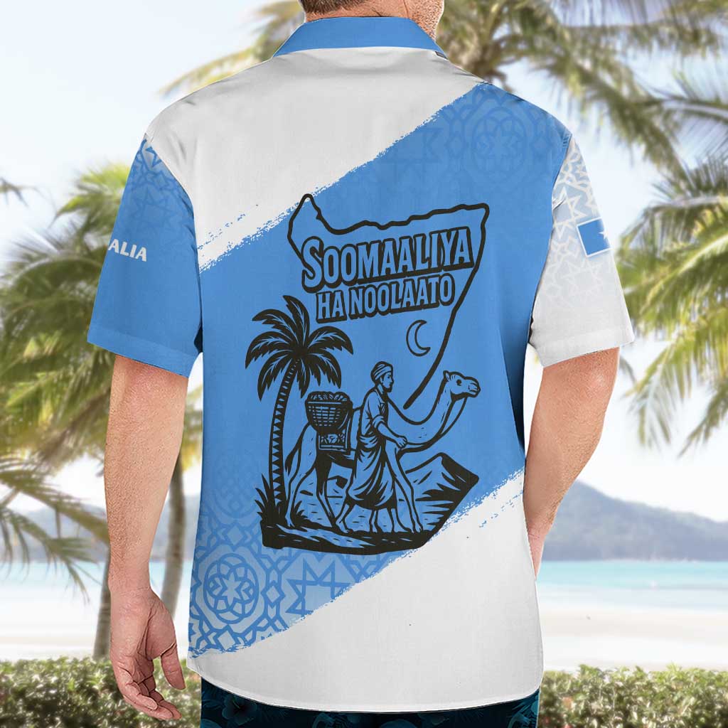Somalia Hawaiian Shirt with Soomaaliya Ha Noolaato Nomad Moon Flag Spirit