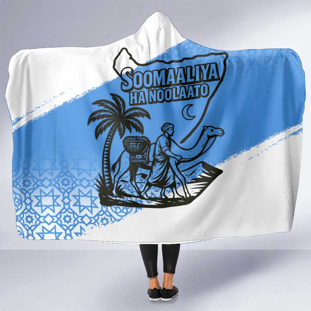 Somalia Hooded Blanket with Soomaaliya Ha Noolaato Nomad Moon Flag Spirit