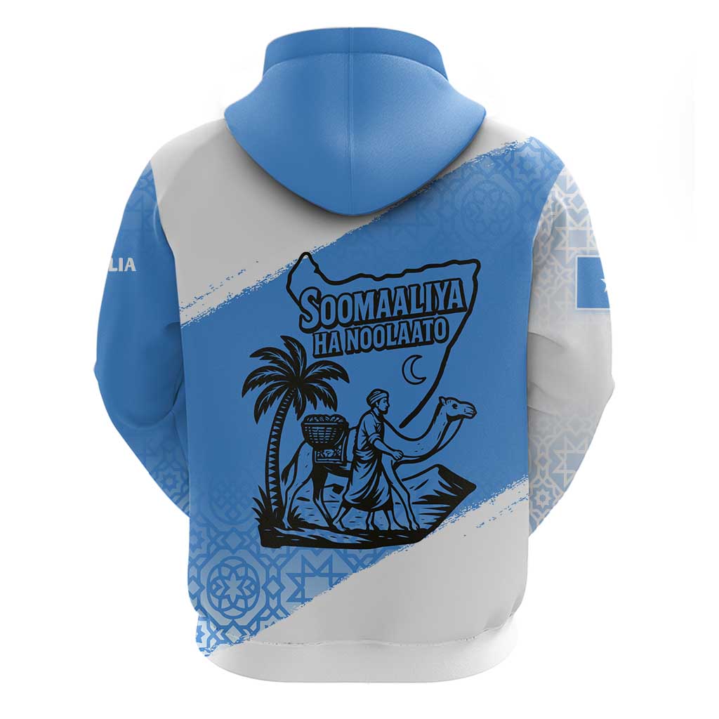 Somalia Hoodie with Soomaaliya Ha Noolaato Nomad Moon Flag Spirit