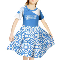 Somalia Kid Short Sleeve Dress with Soomaaliya Ha Noolaato Nomad Moon Flag Spirit