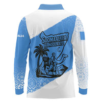 Somalia Long Sleeve Polo Shirt with Soomaaliya Ha Noolaato Nomad Moon Flag Spirit