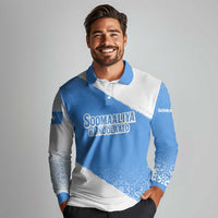 Somalia Long Sleeve Polo Shirt with Soomaaliya Ha Noolaato Nomad Moon Flag Spirit