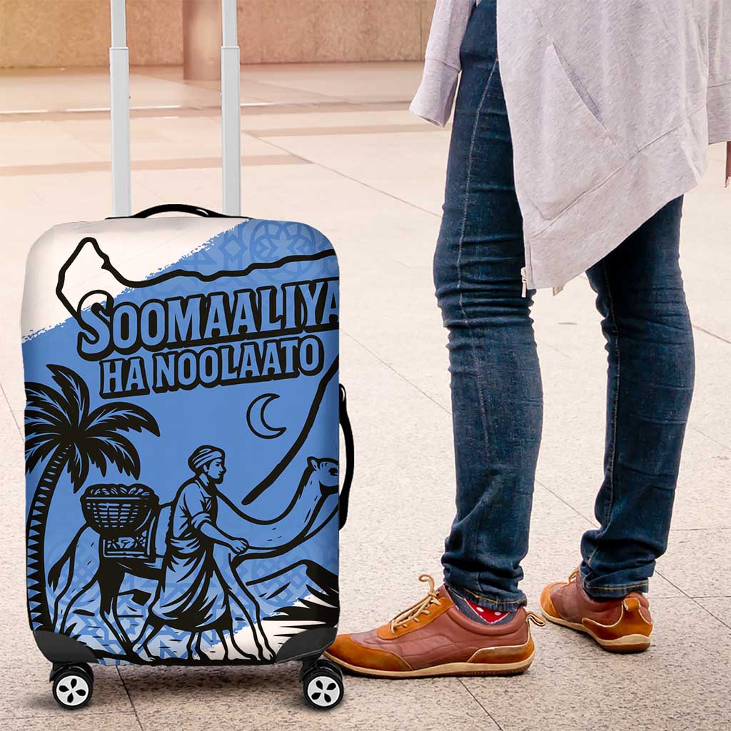 Somalia Luggage Cover with Soomaaliya Ha Noolaato Nomad Moon Flag Spirit
