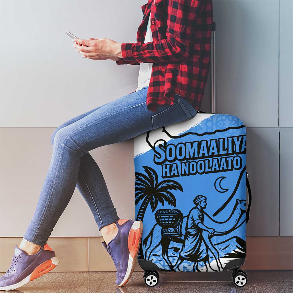 Somalia Luggage Cover with Soomaaliya Ha Noolaato Nomad Moon Flag Spirit
