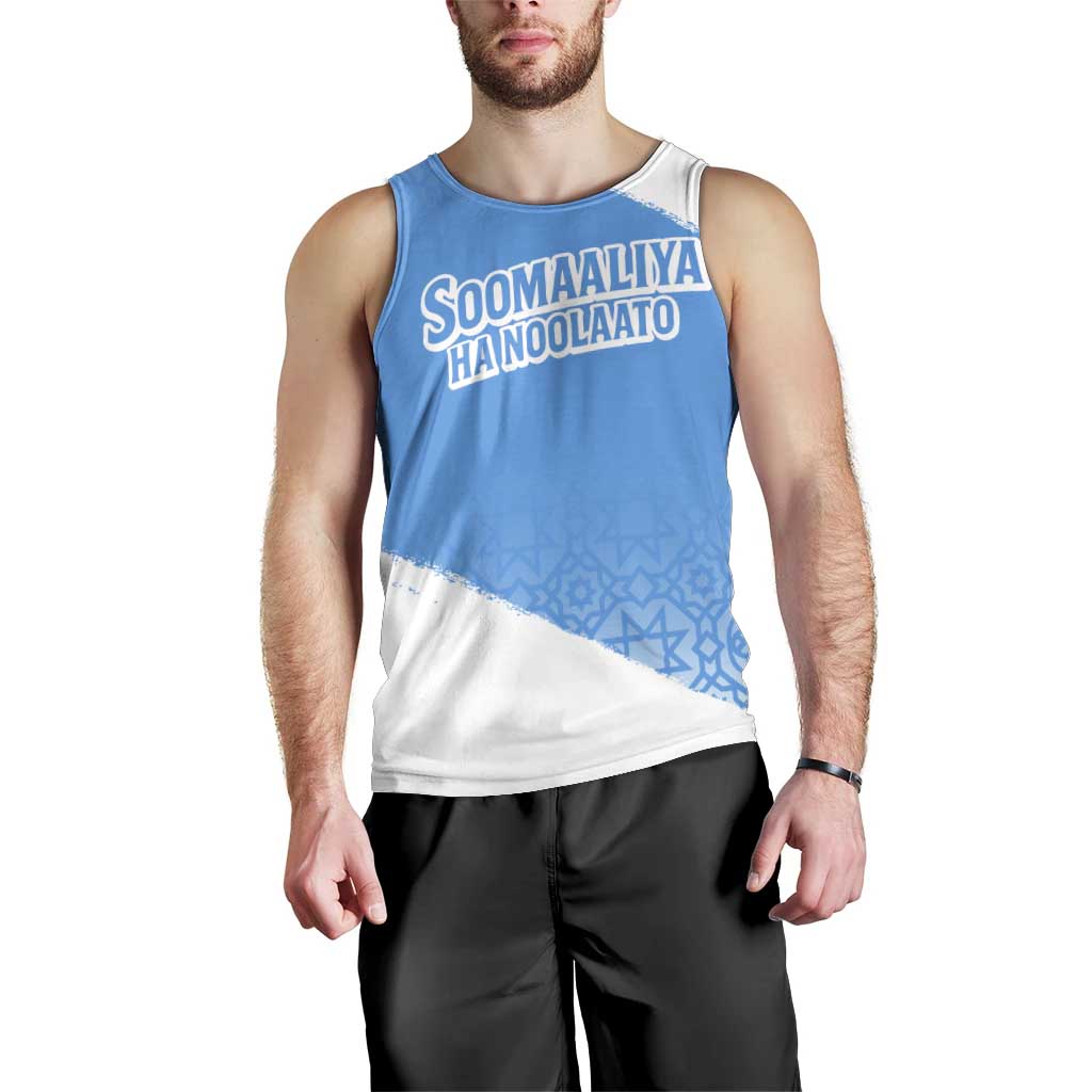 Somalia Men Tank Top with Soomaaliya Ha Noolaato Nomad Moon Flag Spirit
