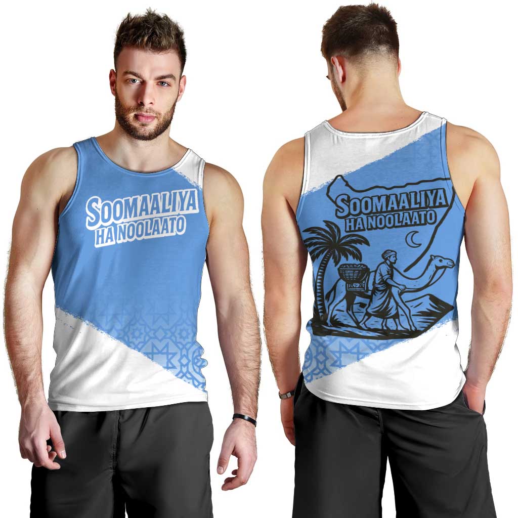 Somalia Men Tank Top with Soomaaliya Ha Noolaato Nomad Moon Flag Spirit