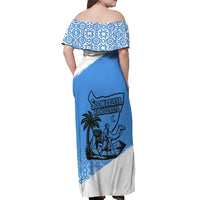 Somalia Off Shoulder Maxi Dress with Soomaaliya Ha Noolaato Nomad Moon Flag Spirit