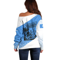 Somalia Off Shoulder Sweater with Soomaaliya Ha Noolaato Nomad Moon Flag Spirit