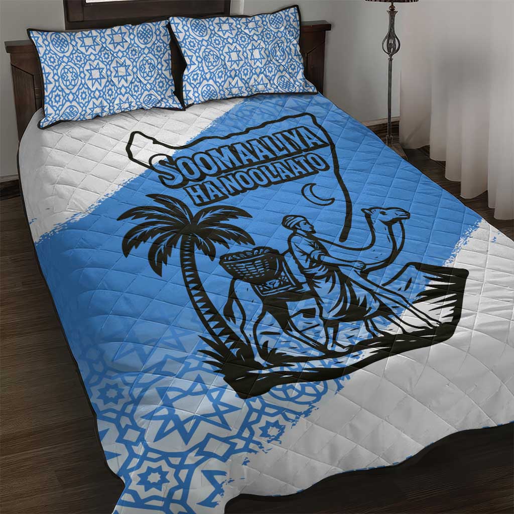 Somalia Quilt Bed Set with Soomaaliya Ha Noolaato Nomad Moon Flag Spirit