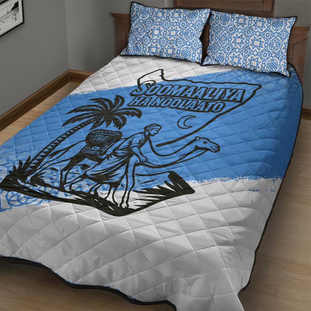 Somalia Quilt Bed Set with Soomaaliya Ha Noolaato Nomad Moon Flag Spirit