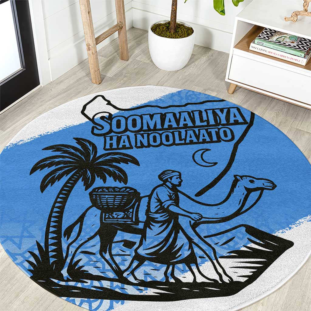 Somalia Round Carpet with Soomaaliya Ha Noolaato Nomad Moon Flag Spirit