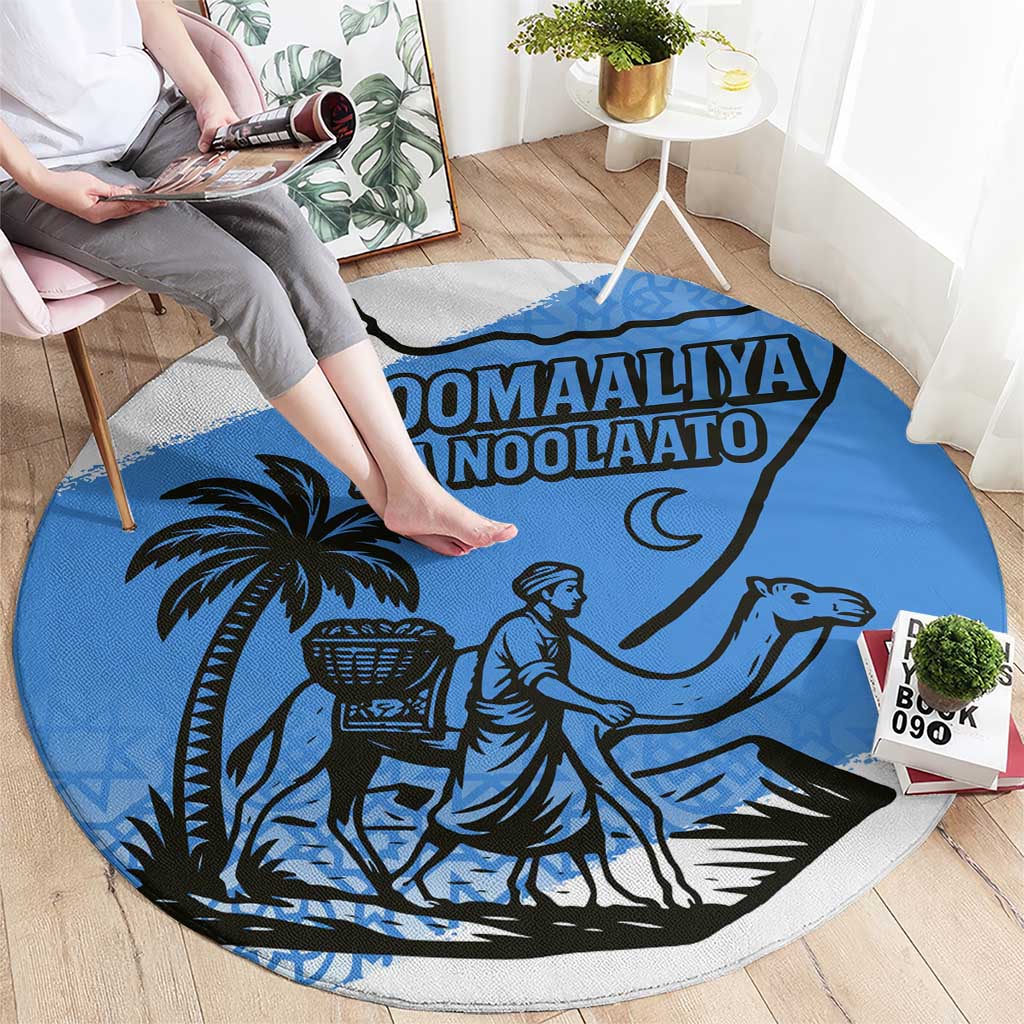 Somalia Round Carpet with Soomaaliya Ha Noolaato Nomad Moon Flag Spirit
