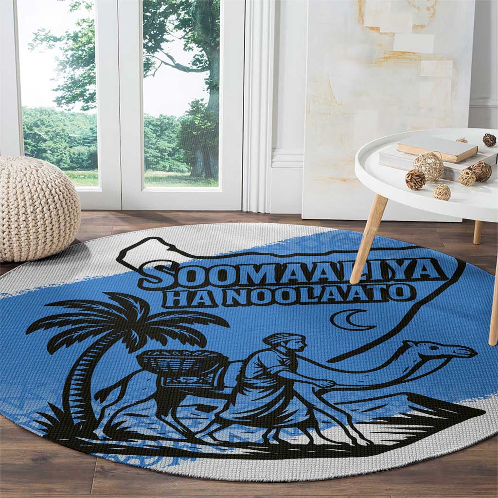 Somalia Round Carpet with Soomaaliya Ha Noolaato Nomad Moon Flag Spirit