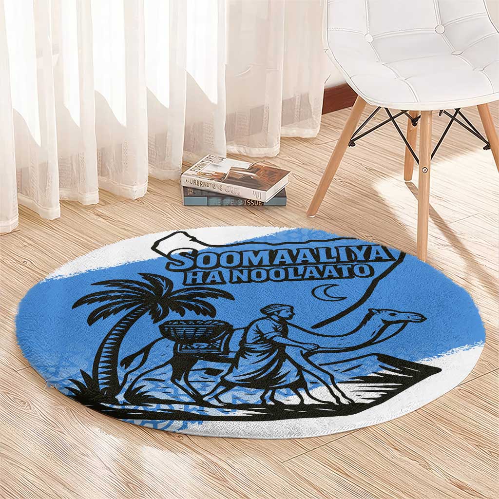 Somalia Round Carpet with Soomaaliya Ha Noolaato Nomad Moon Flag Spirit