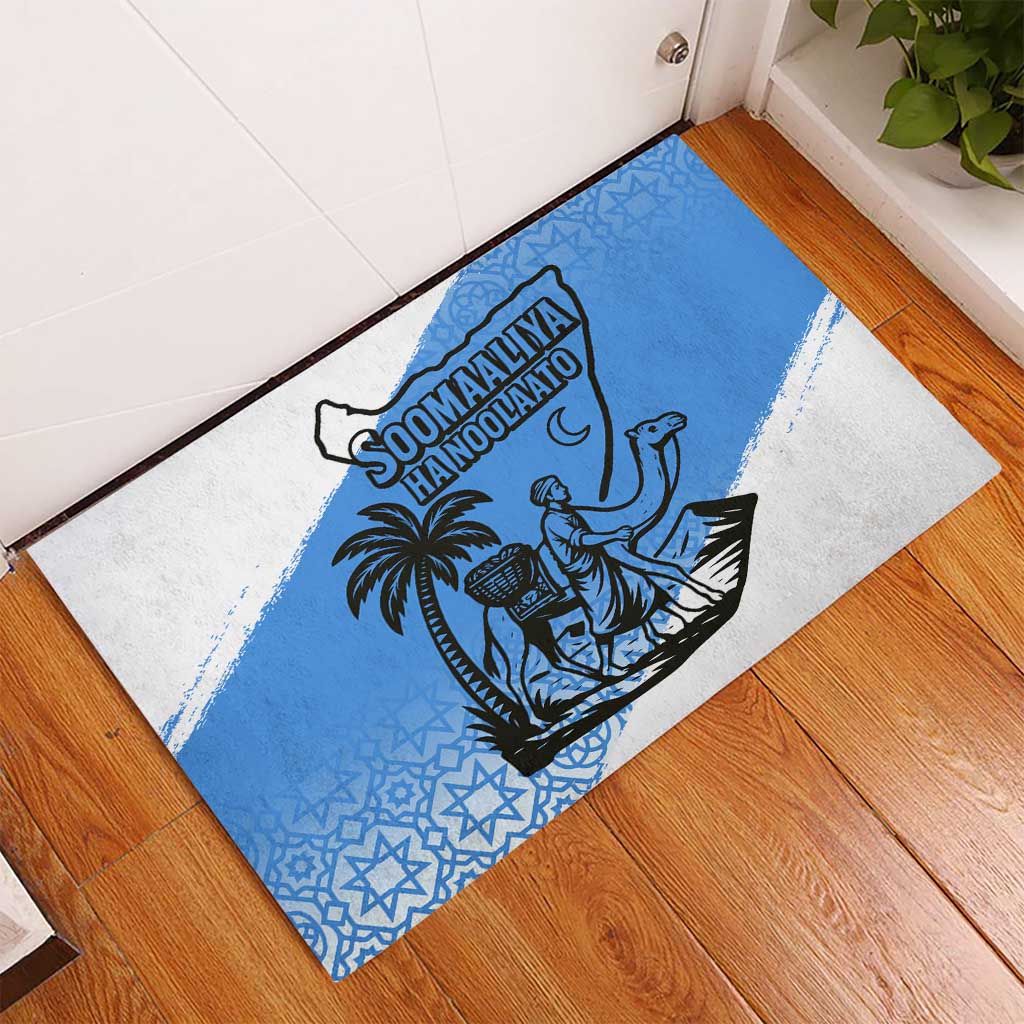 Somalia Rubber Doormat with Soomaaliya Ha Noolaato Nomad Moon Flag Spirit