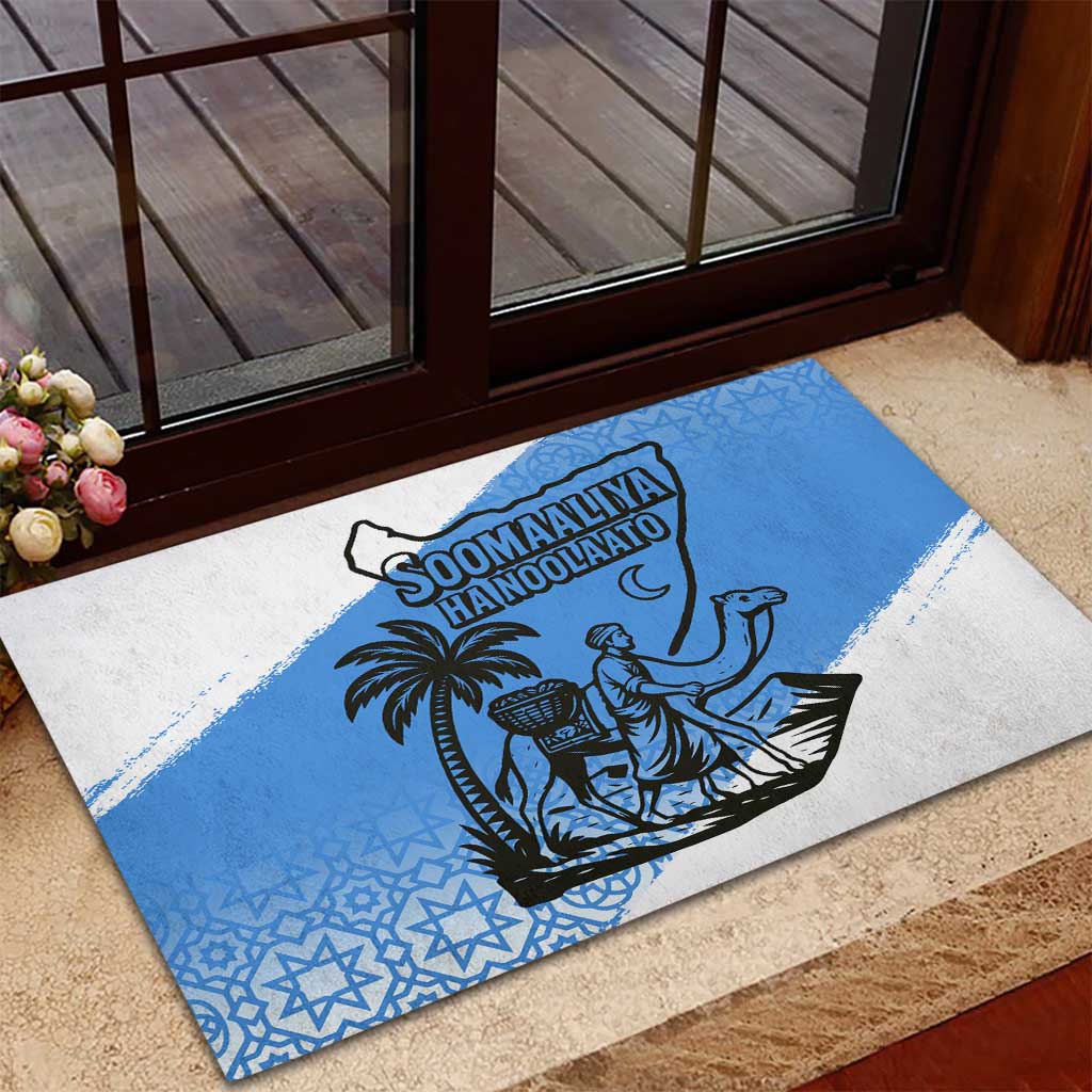 Somalia Rubber Doormat with Soomaaliya Ha Noolaato Nomad Moon Flag Spirit