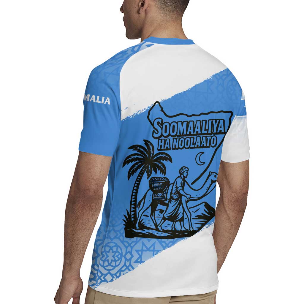 Somalia Rugby Jersey with Soomaaliya Ha Noolaato Nomad Moon Flag Spirit