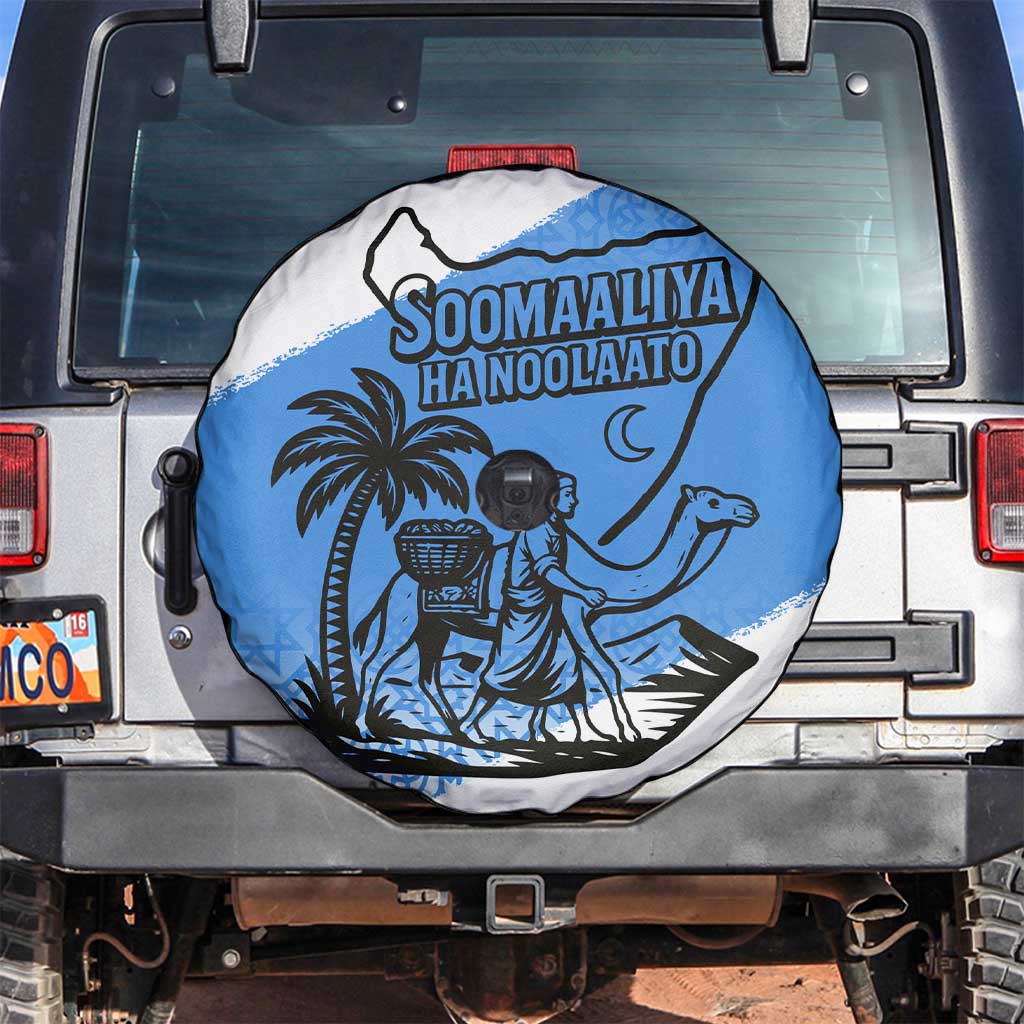 Somalia Spare Tire Cover with Soomaaliya Ha Noolaato Nomad Moon Flag Spirit