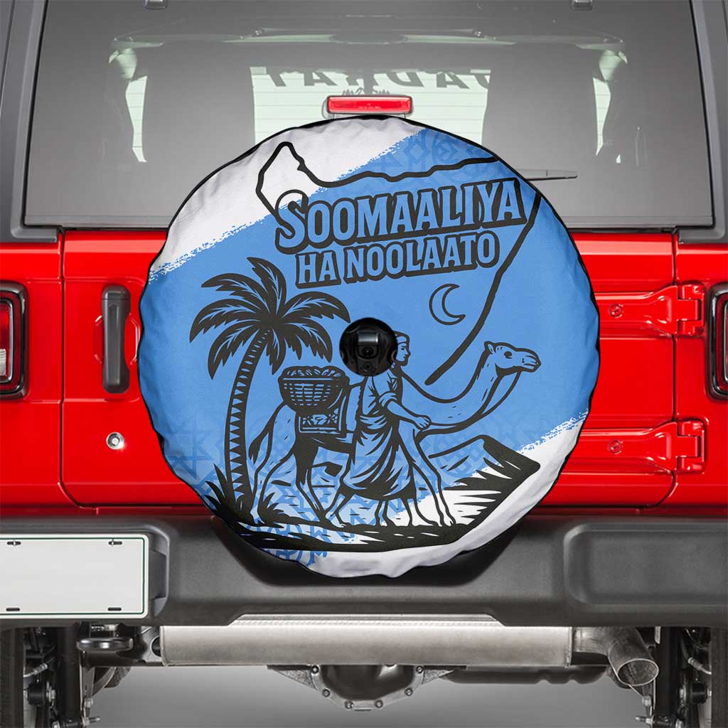 Somalia Spare Tire Cover with Soomaaliya Ha Noolaato Nomad Moon Flag Spirit