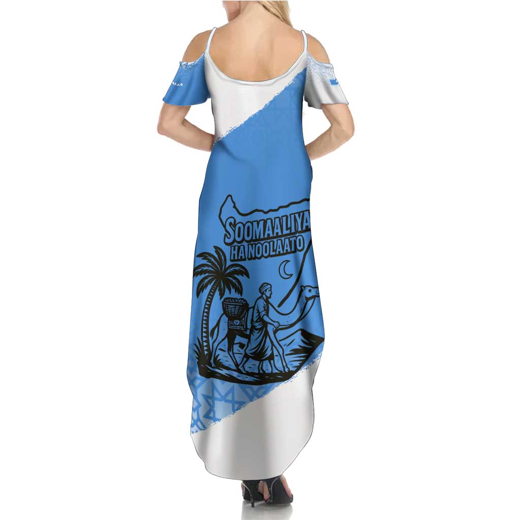 Somalia Summer Maxi Dress with Soomaaliya Ha Noolaato Nomad Moon Flag Spirit