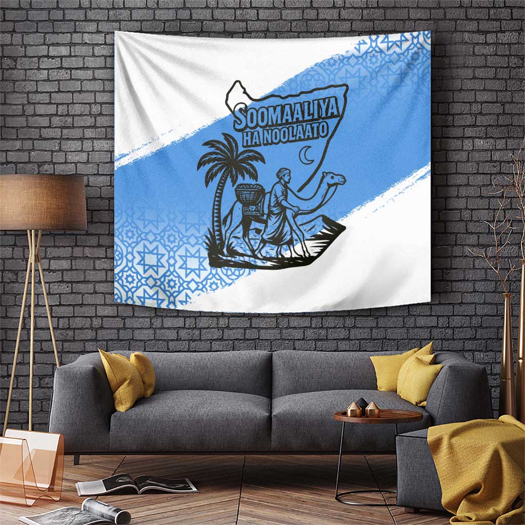 Somalia Tapestry with Soomaaliya Ha Noolaato Nomad Moon Flag Spirit
