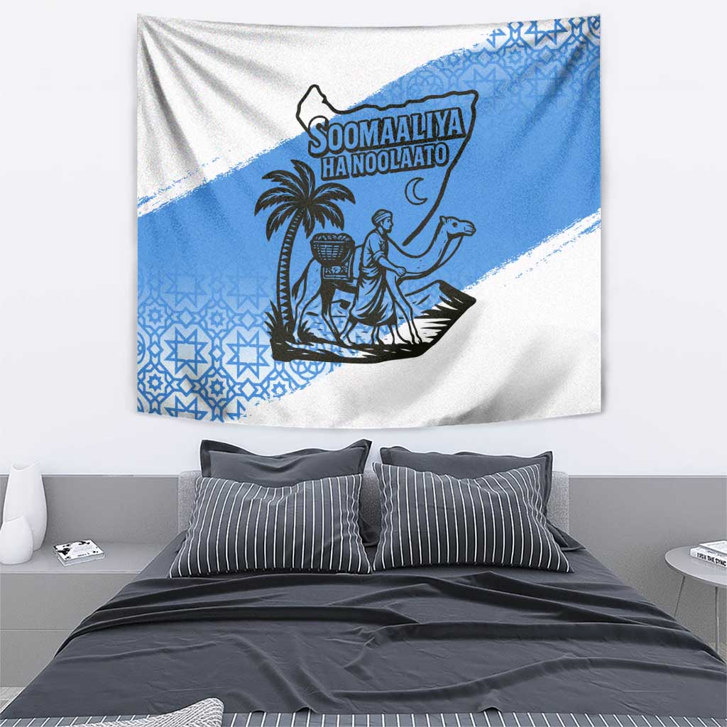 Somalia Tapestry with Soomaaliya Ha Noolaato Nomad Moon Flag Spirit