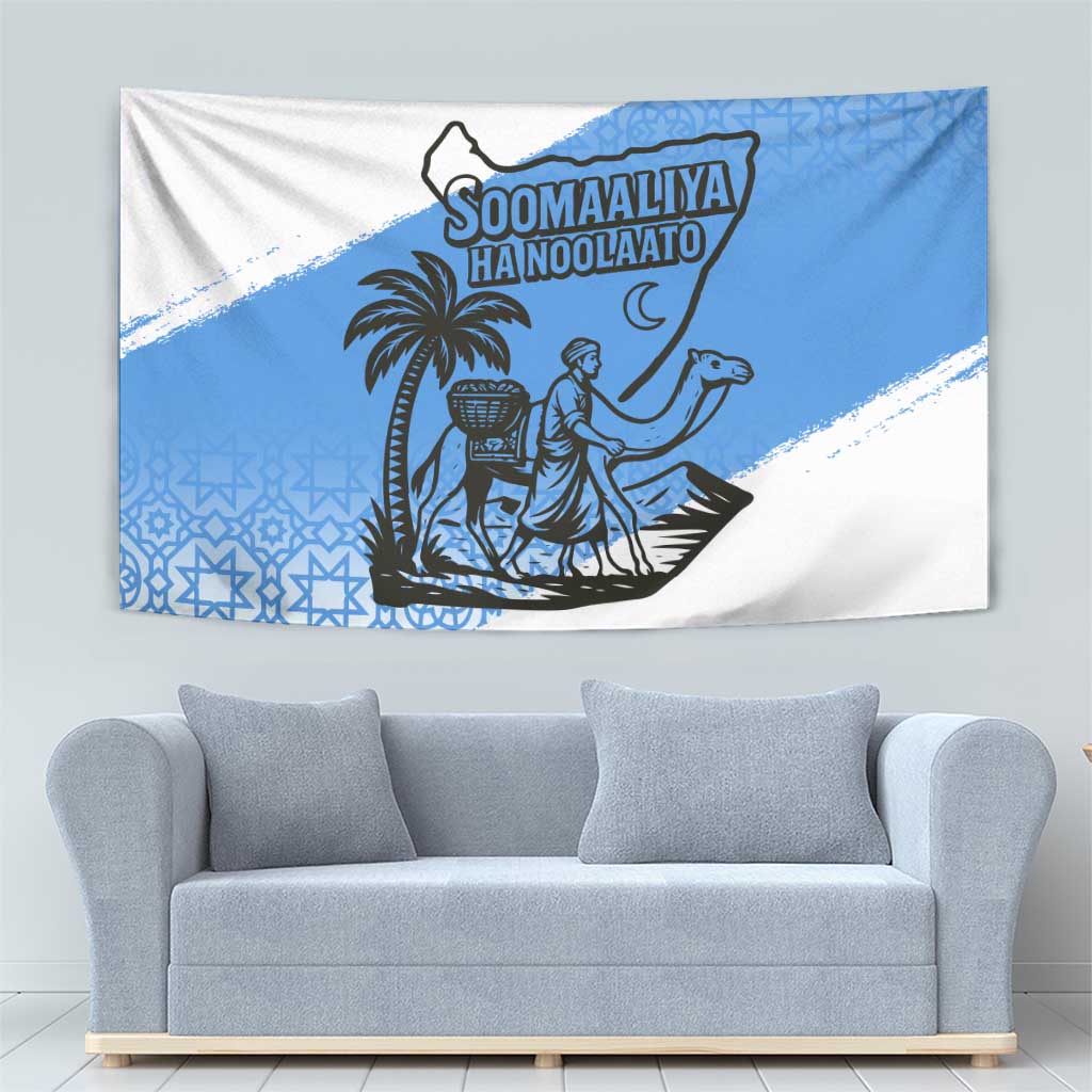 Somalia Tapestry with Soomaaliya Ha Noolaato Nomad Moon Flag Spirit