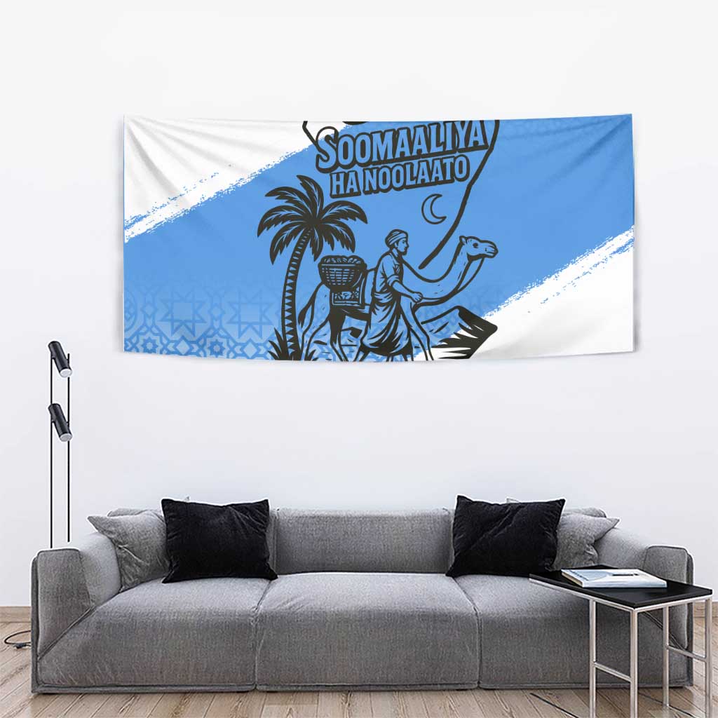 Somalia Tapestry with Soomaaliya Ha Noolaato Nomad Moon Flag Spirit
