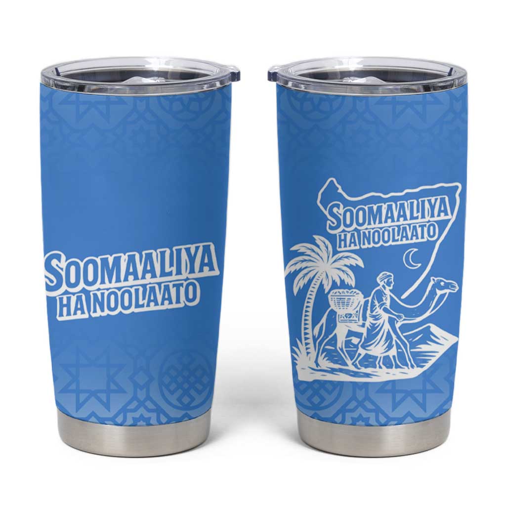Somalia Tumbler Cup with Soomaaliya Ha Noolaato Nomad Moon Flag Spirit