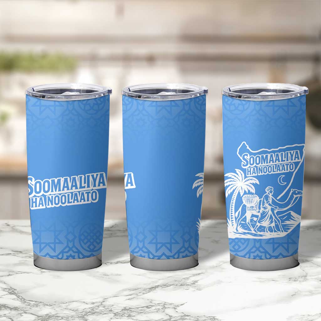 Somalia Tumbler Cup with Soomaaliya Ha Noolaato Nomad Moon Flag Spirit