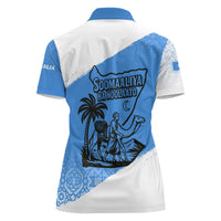 Somalia Women Polo Shirt with Soomaaliya Ha Noolaato Nomad Moon Flag Spirit