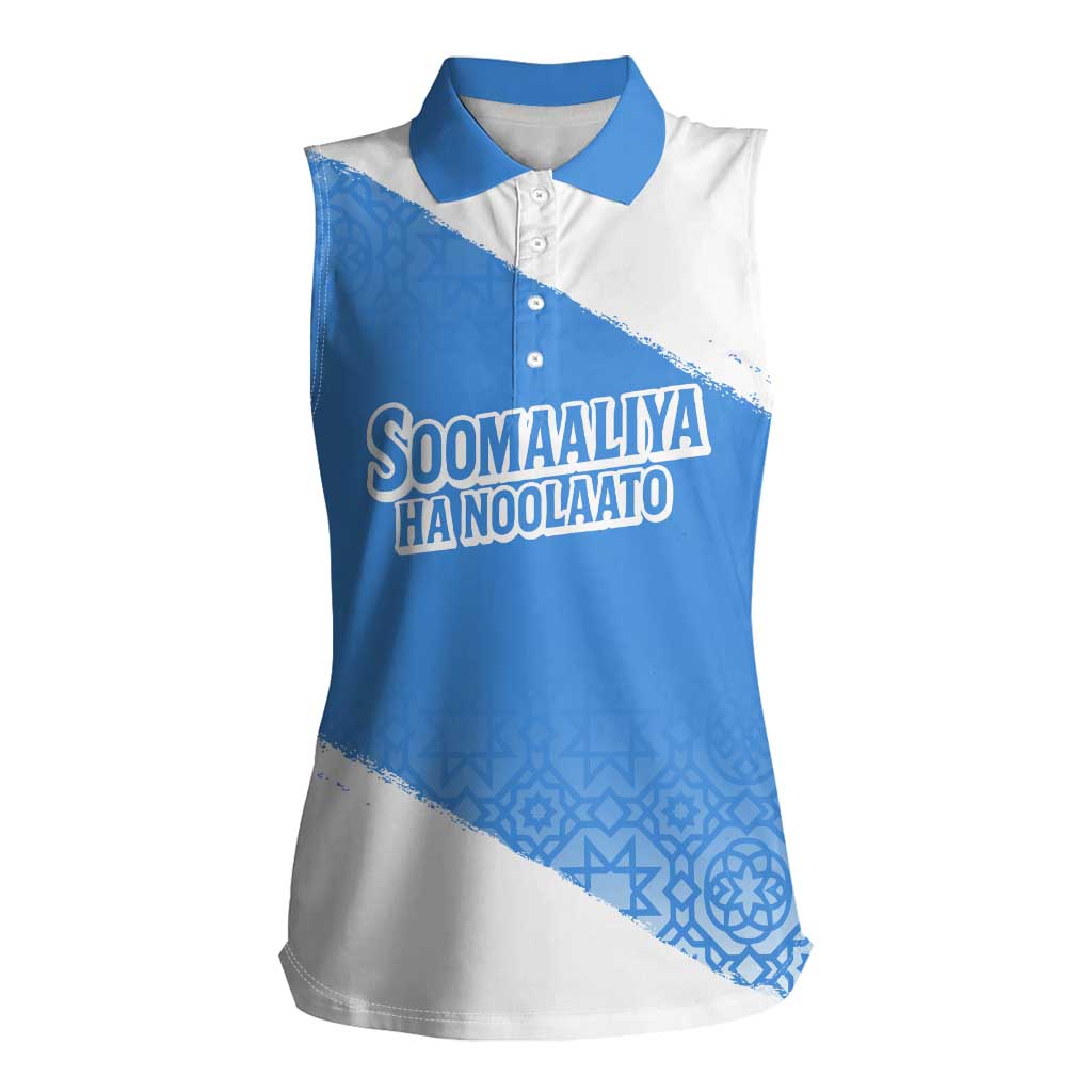 Somalia Women Sleeveless Polo Shirt with Soomaaliya Ha Noolaato Nomad Moon Flag Spirit